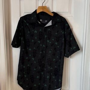 Nineline Men's Black Shirt with Green Clover Pattern